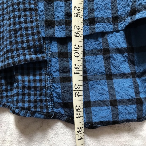 Habitat swing tunic blue black mixed plaid check print crinkled cotton XXL - Picture 4 of 7